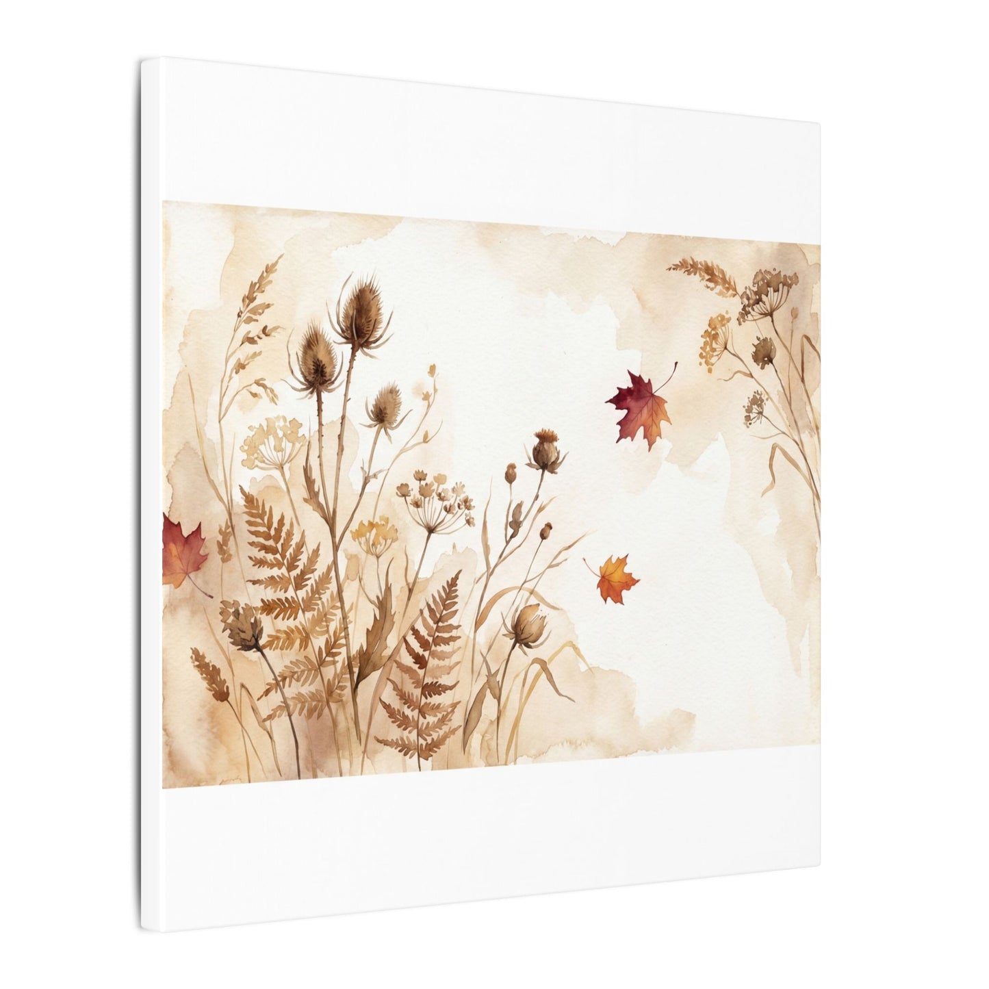 Dried Flowers Canvas Art | Autumn Japandi Watercolor Art