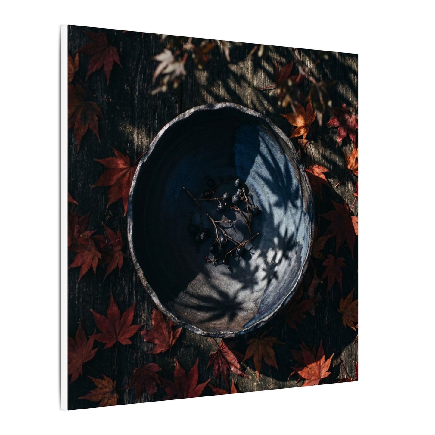 Autumn Ceramic Bowl Shadow Zen Canvas Art | Bold Decor