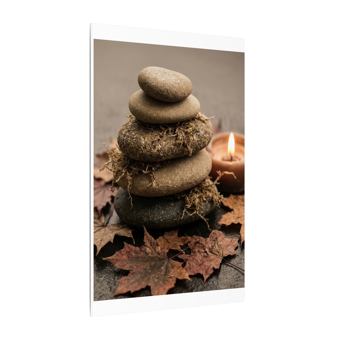 River Stones Canvas Art | Autumn Japandi Texture Art