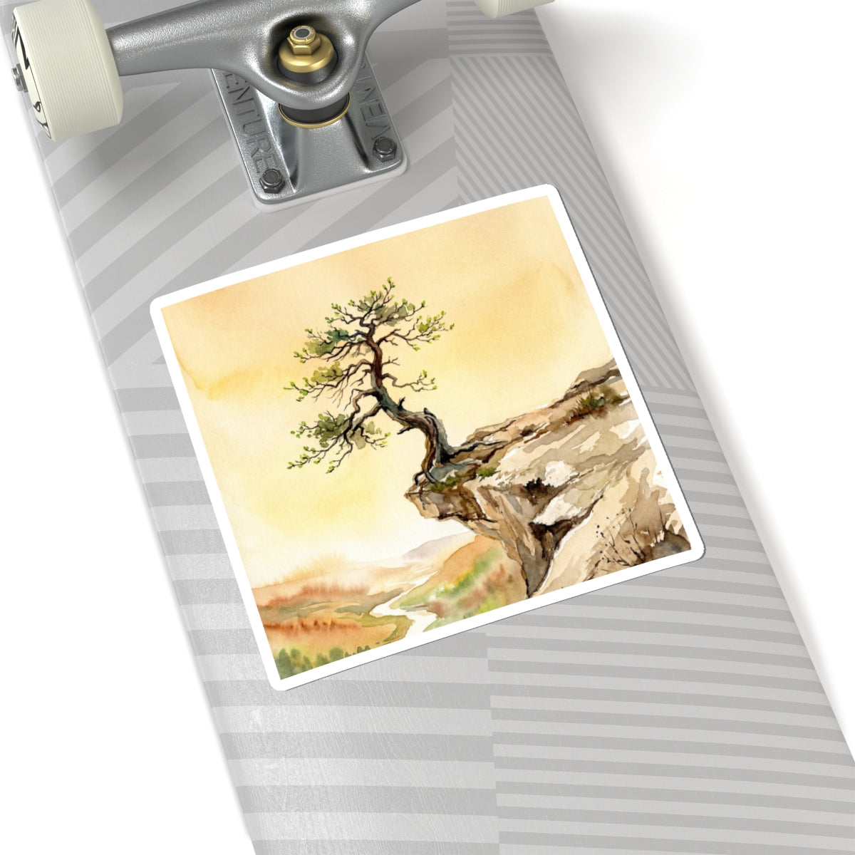 Pine Tree Watercolor Sticker | Warm Japandi Art Art Print