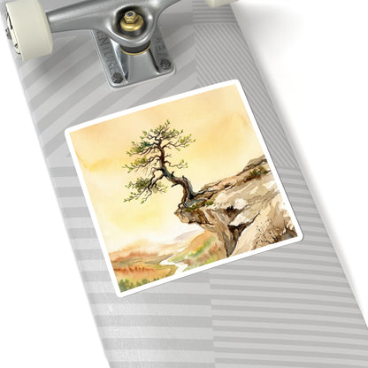Pine Tree Watercolor Sticker | Warm Japandi Art Art Print