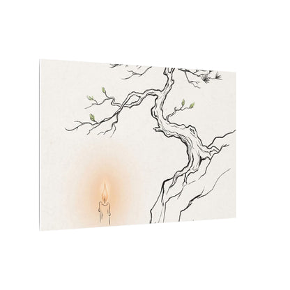 Candlelight Pine Tree Canvas Art - Japandi Shibui