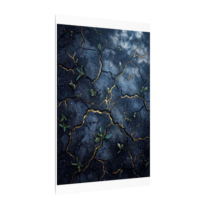 Cracked Earth Spring Canvas Art | Kintsugi Healing Design