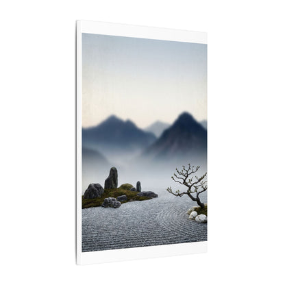 Mountain Mist Karesansui Canvas Art | Contemplative Zen Art