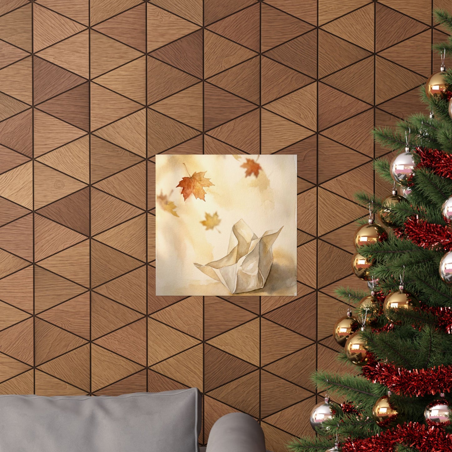 Paper Fold Watercolor Wall Art Print | Earthy Japandi Art