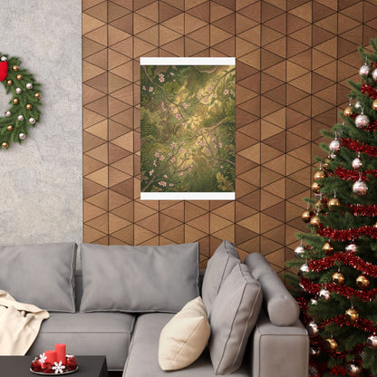 Summer Cherry Blossom Forest Whimsy Wall Art Print | Earthy Decor