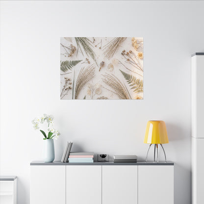 Elegant Dried Flowers Canvas Art - Japanese Pattern Japandi