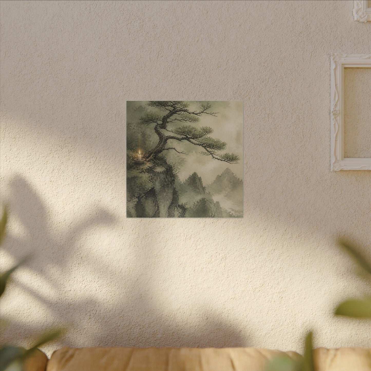 Candlelight Pine Tree Canvas Art - Japandi Kanso