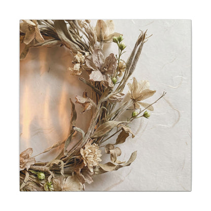Dried Flowers Japanese Pattern Canvas Art | Neutral Japandi Art