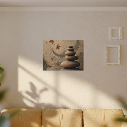 Japandi River Stones in Candlelight | Japanese Pattern Canvas Art