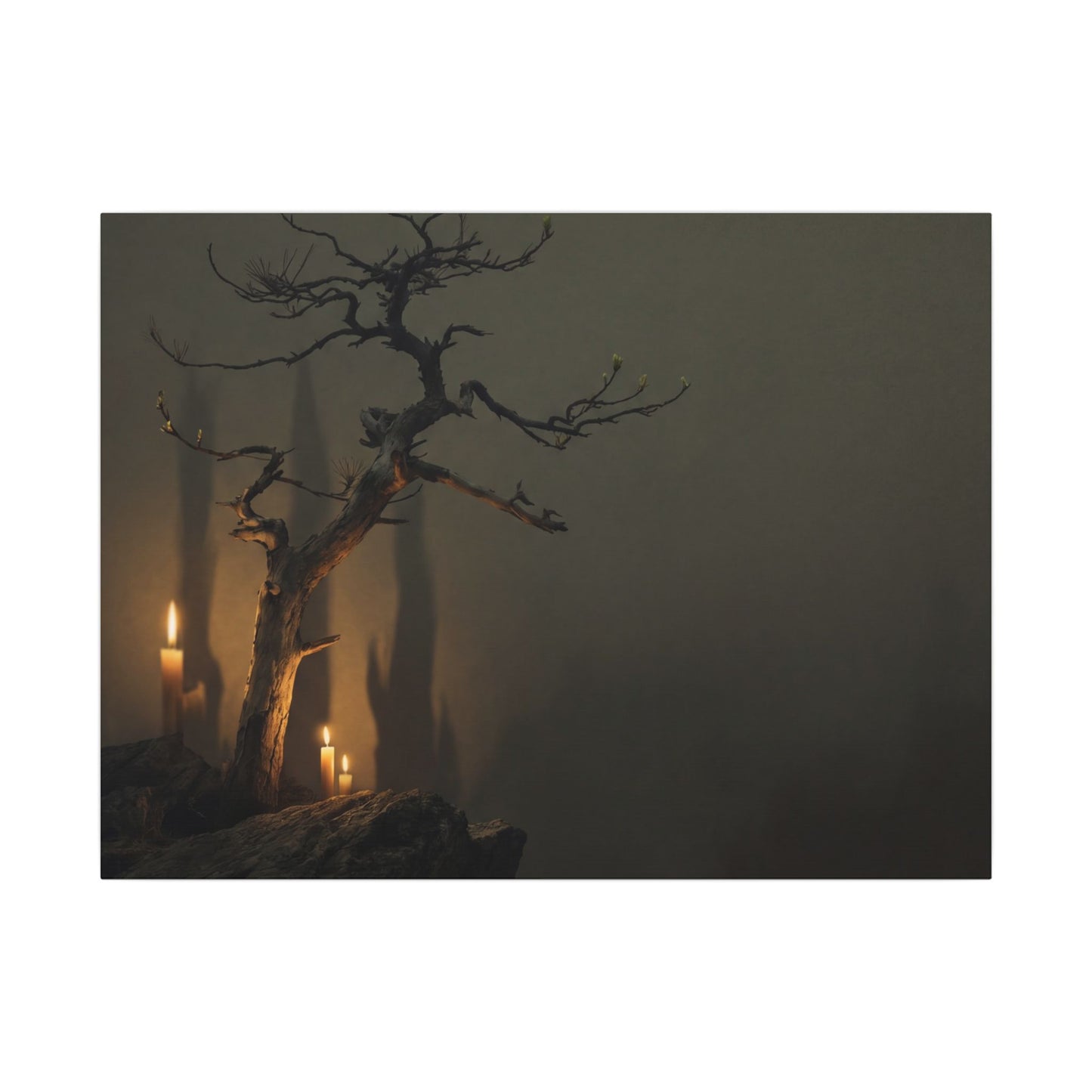 Ma Pine Tree Canvas Art - Dark Japandi Shadow Zen Art Print