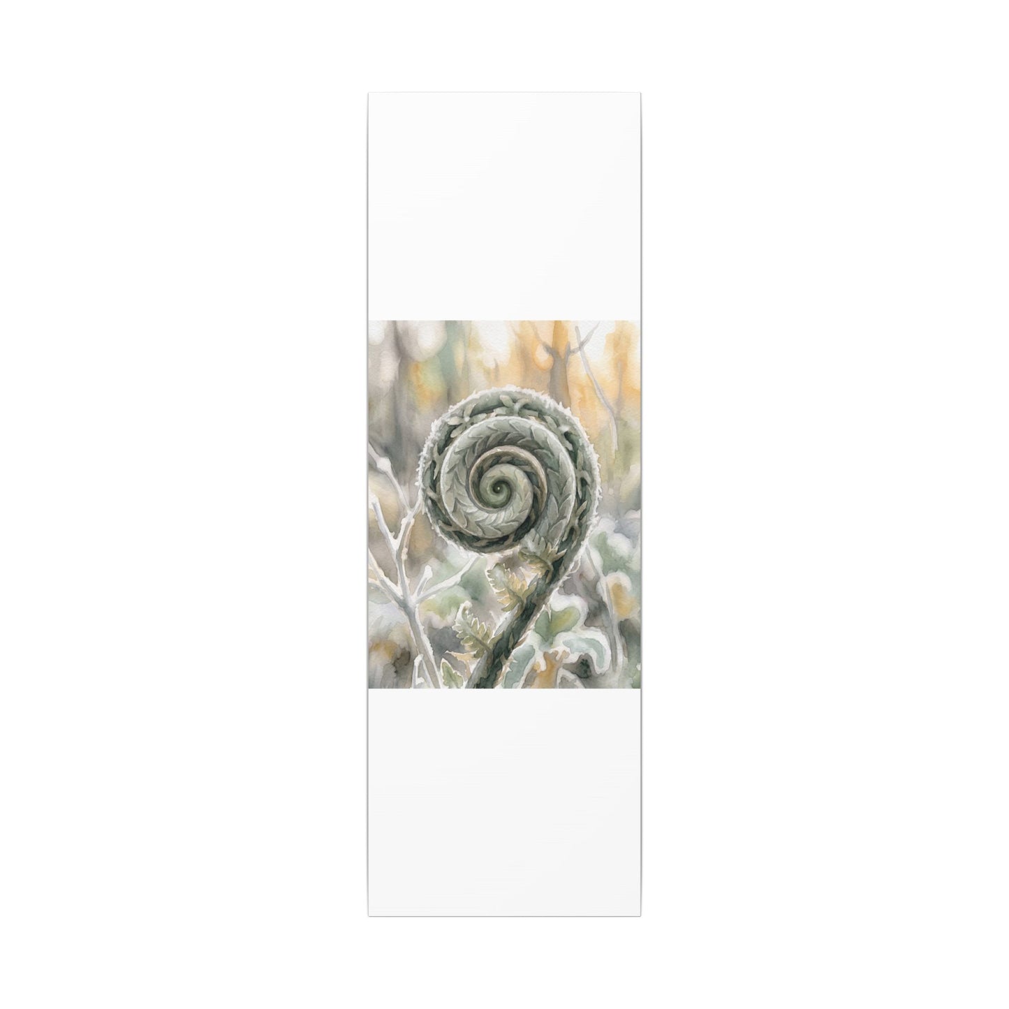 Winter Fern Unfurling Watercolor Canvas Art | Cozy Decor