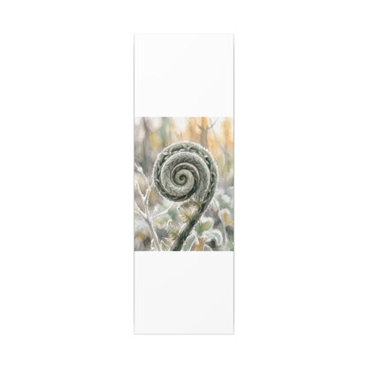 Winter Fern Unfurling Watercolor Canvas Art | Cozy Decor