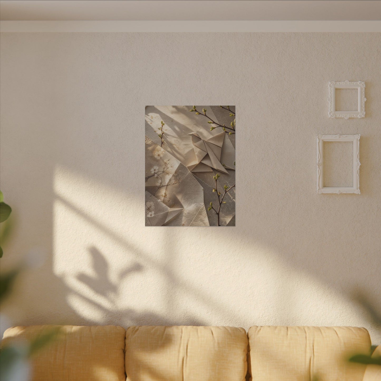Golden Hour Paper Fold Canvas Art - Japandi Fukinsei