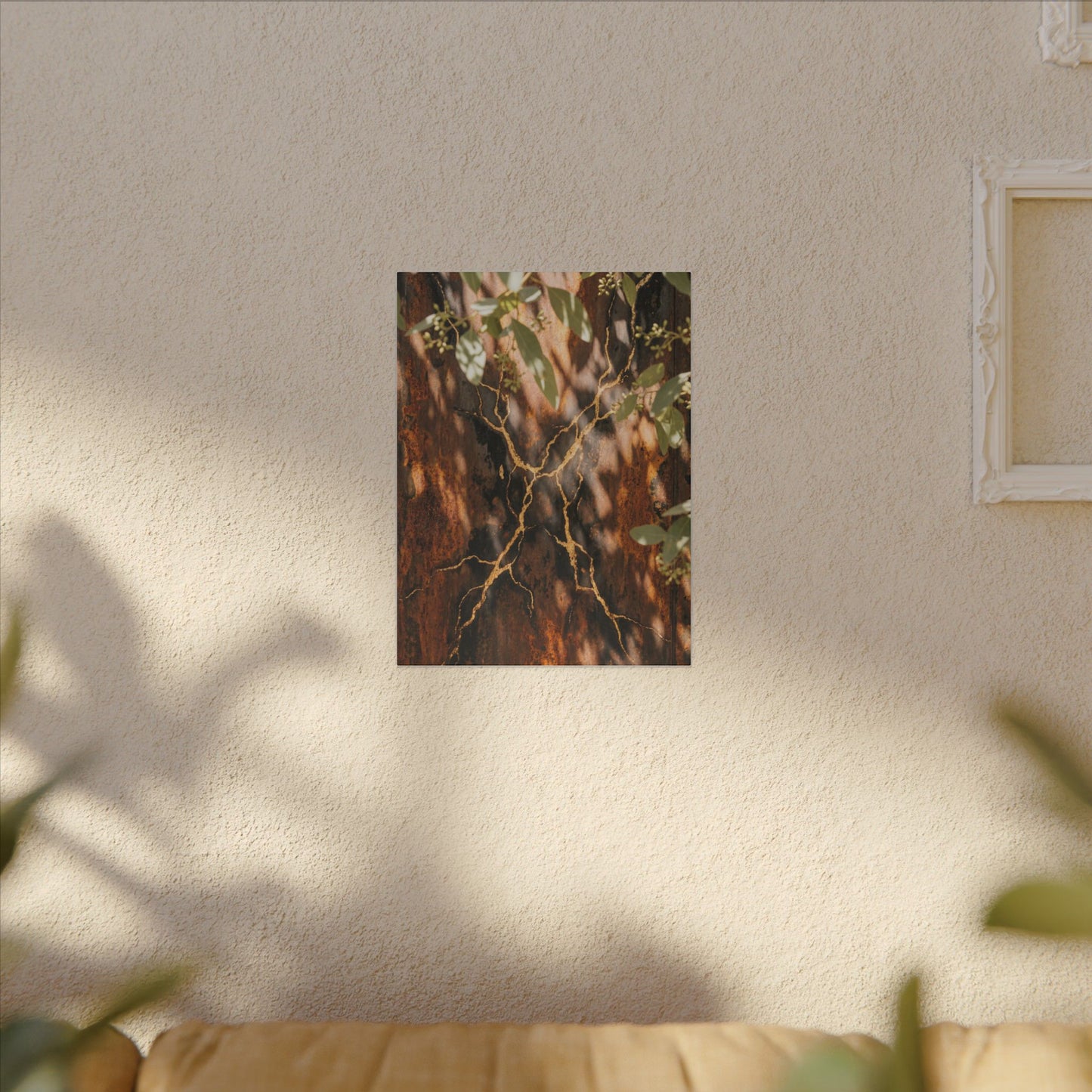 Kanso Rust Patina Canvas Art - Kintsugi Gold Vein