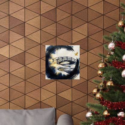 Zen Ink Brushstroke in Golden Hour | Karesansui Wall Art Print