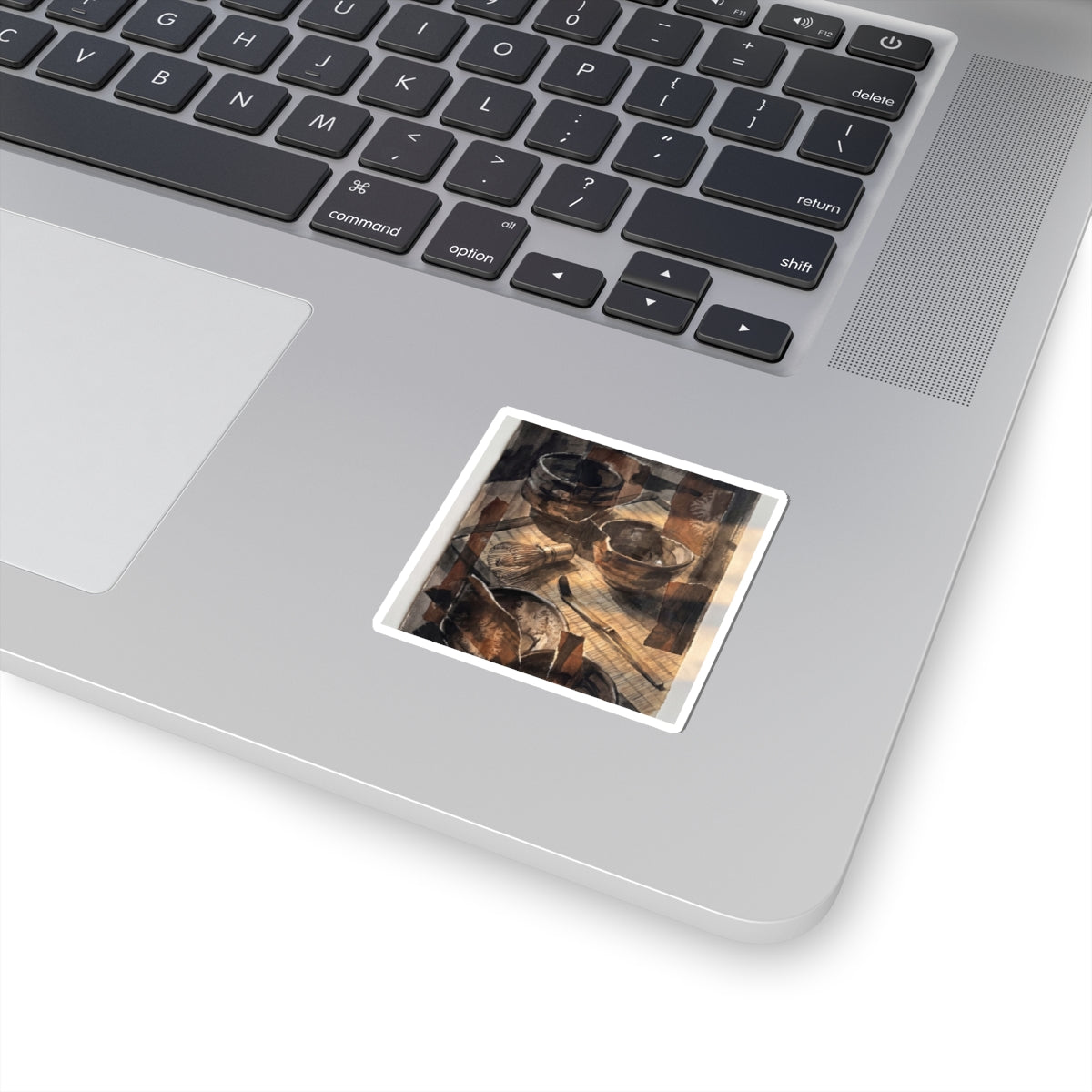 Tea Ceremony Charcoal Ink Sticker | Sophisticated Dark Japandi Art