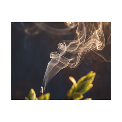 Golden Hour Incense Smoke Canvas Art - Dark Japandi Kanso