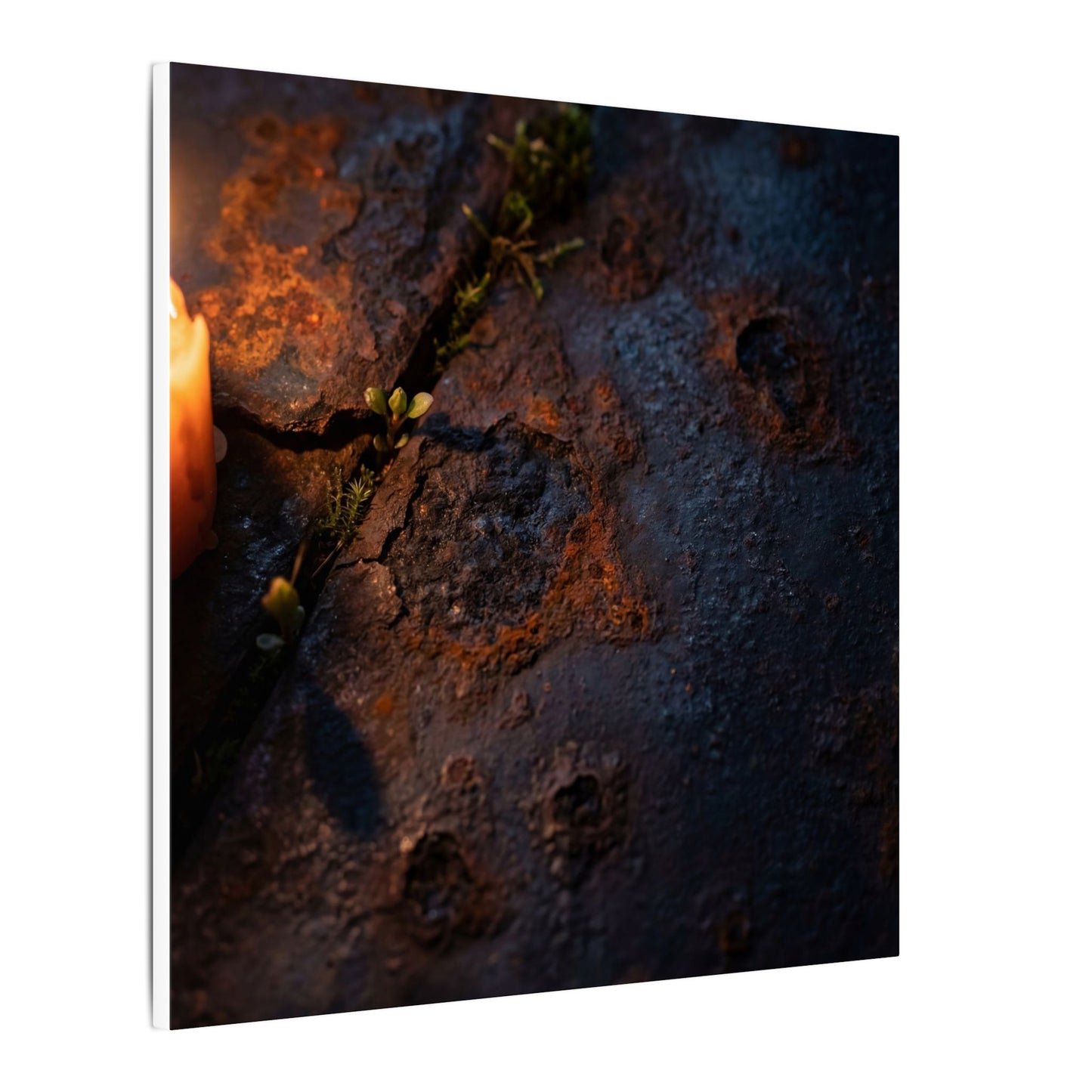 Candlelight Rust Patina Canvas Art - Dark Japandi Ma