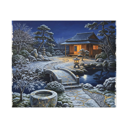 Moonlit Garden Winter Canvas Art | Kintsugi Artful Design