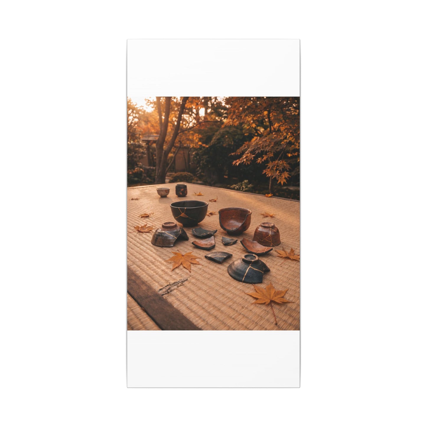Golden Hour Tea Ceremony Canvas Art - Kintsugi Shibui