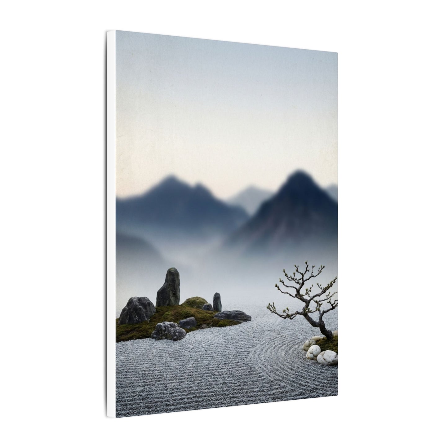 Mountain Mist Karesansui Canvas Art | Contemplative Zen Art