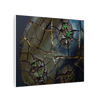 Dark Japandi Cracked Earth in Moonlight | Moody Minimal Canvas Art