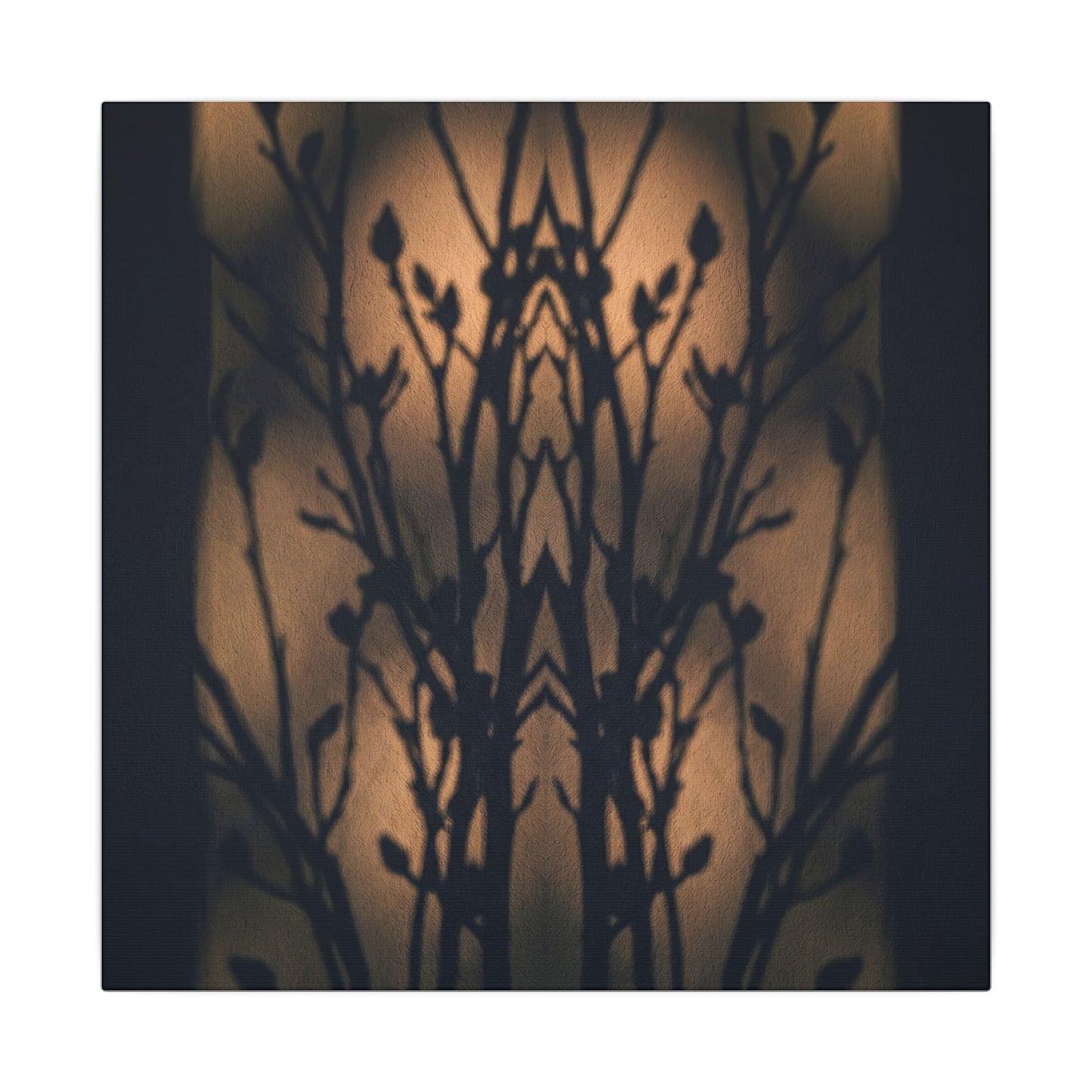 Dark Japandi Shadow Play in Golden Hour | Shadow Zen Canvas Art