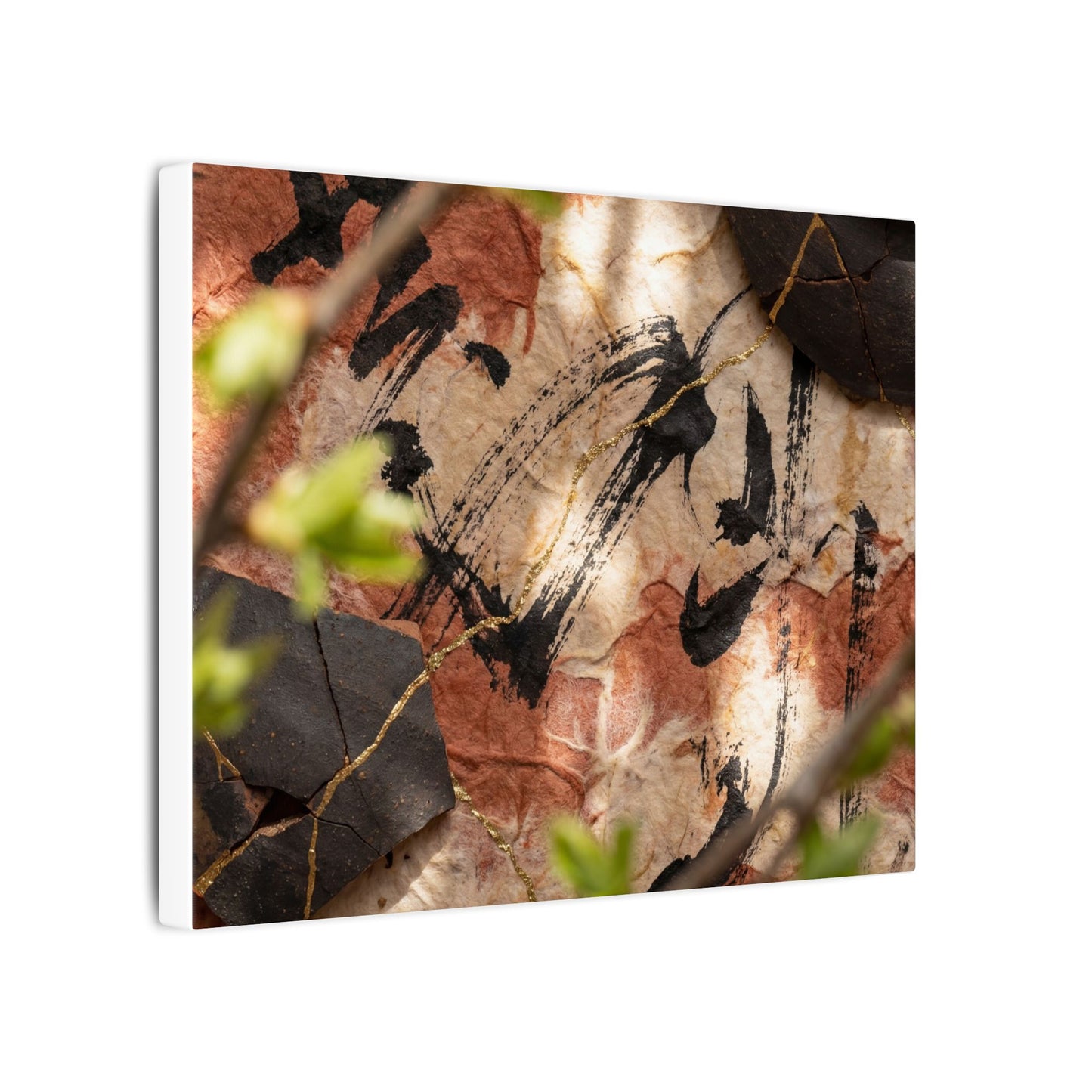 Datsuzoku Ink Brushstroke Canvas Art - Kintsugi Gold Repair
