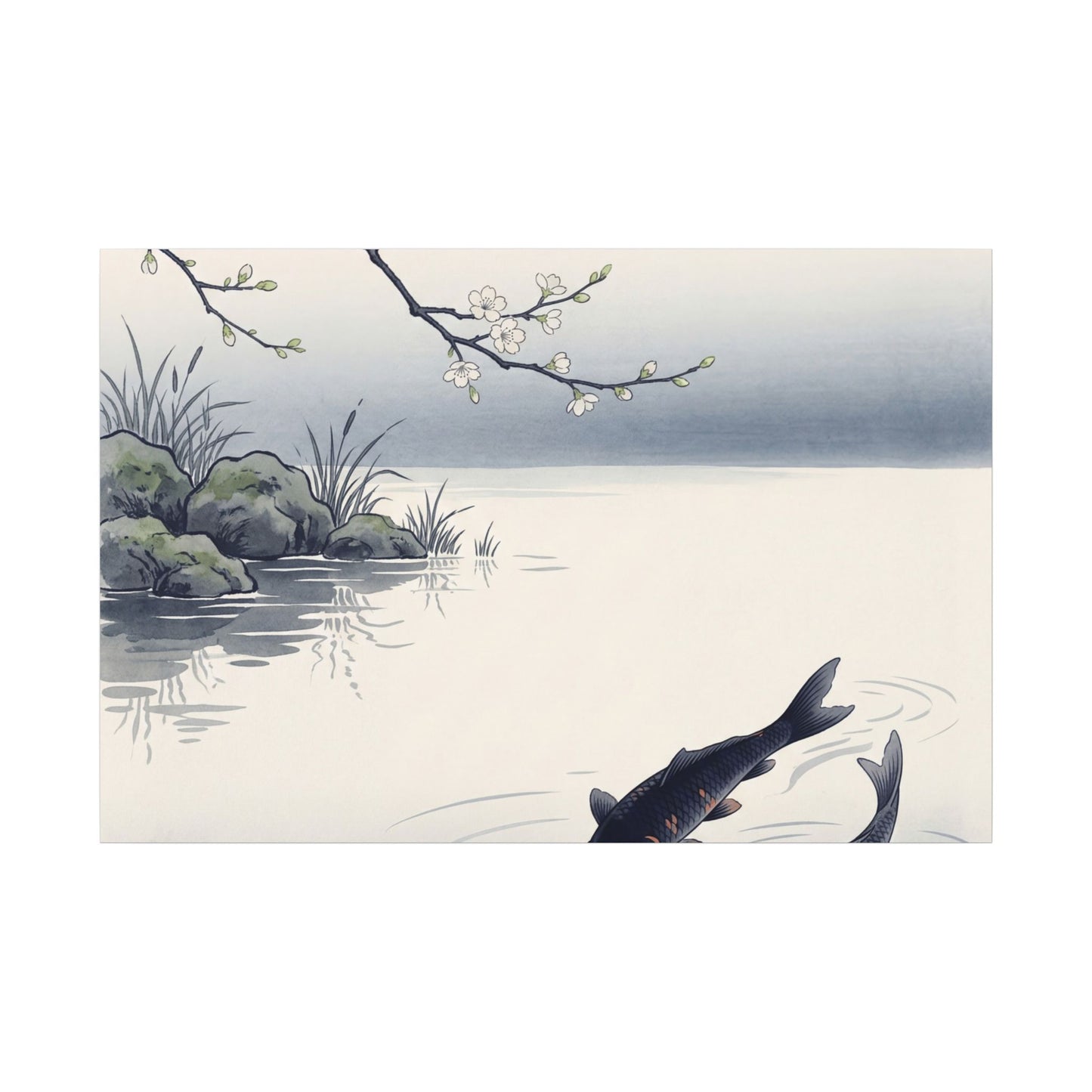 Ma Koi Pond Canvas Art - Zen Ukiyo E Inspired
