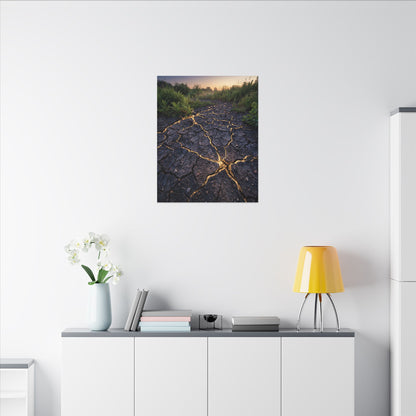 Cracked Earth Canvas Art | Summer Kintsugi Crackle Gold Art