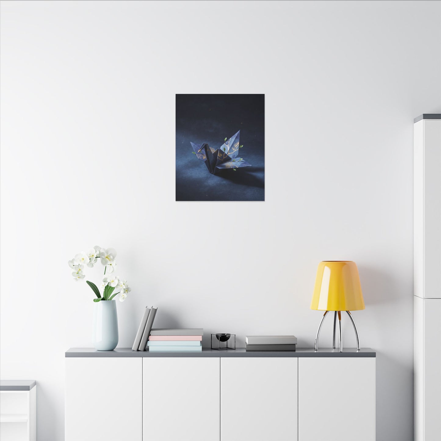 Kintsugi Paper Fold in Moonlight | Crackle Gold Canvas Art