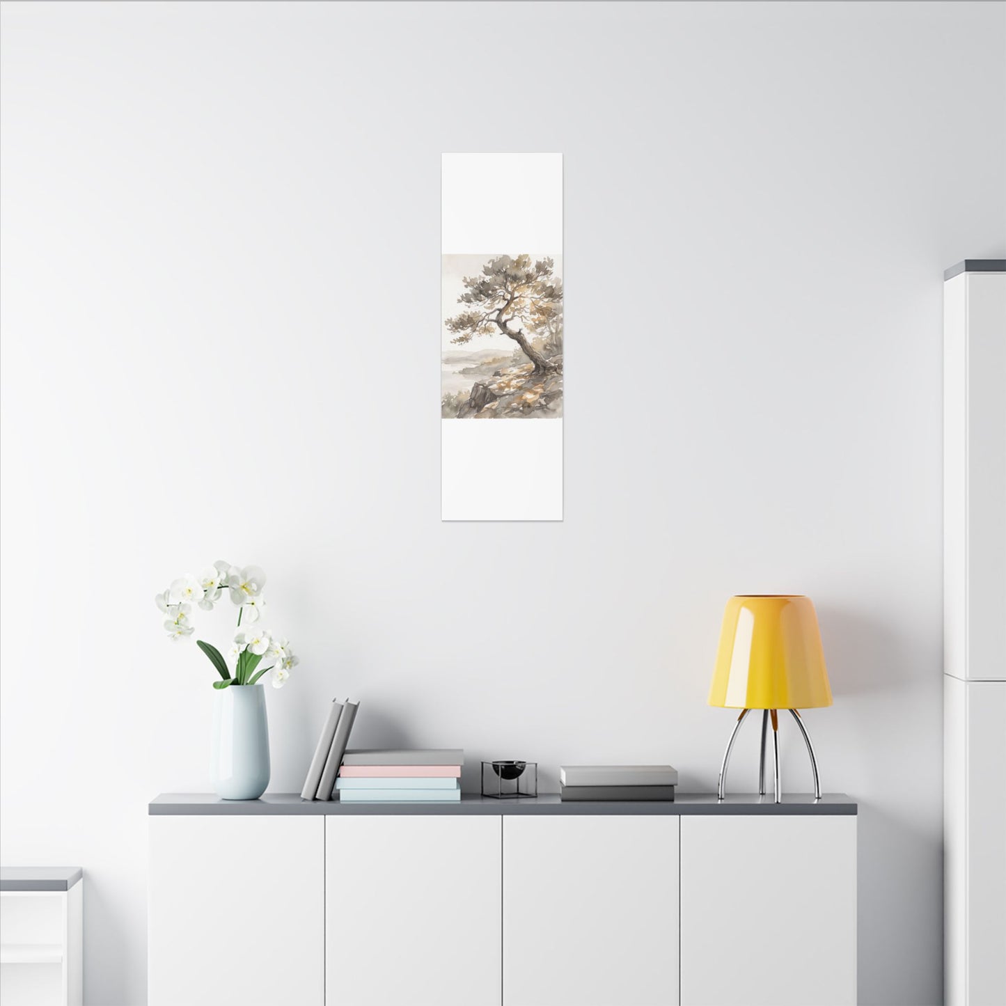 Pine Tree Watercolor Canvas Art | Elegant Japandi Art