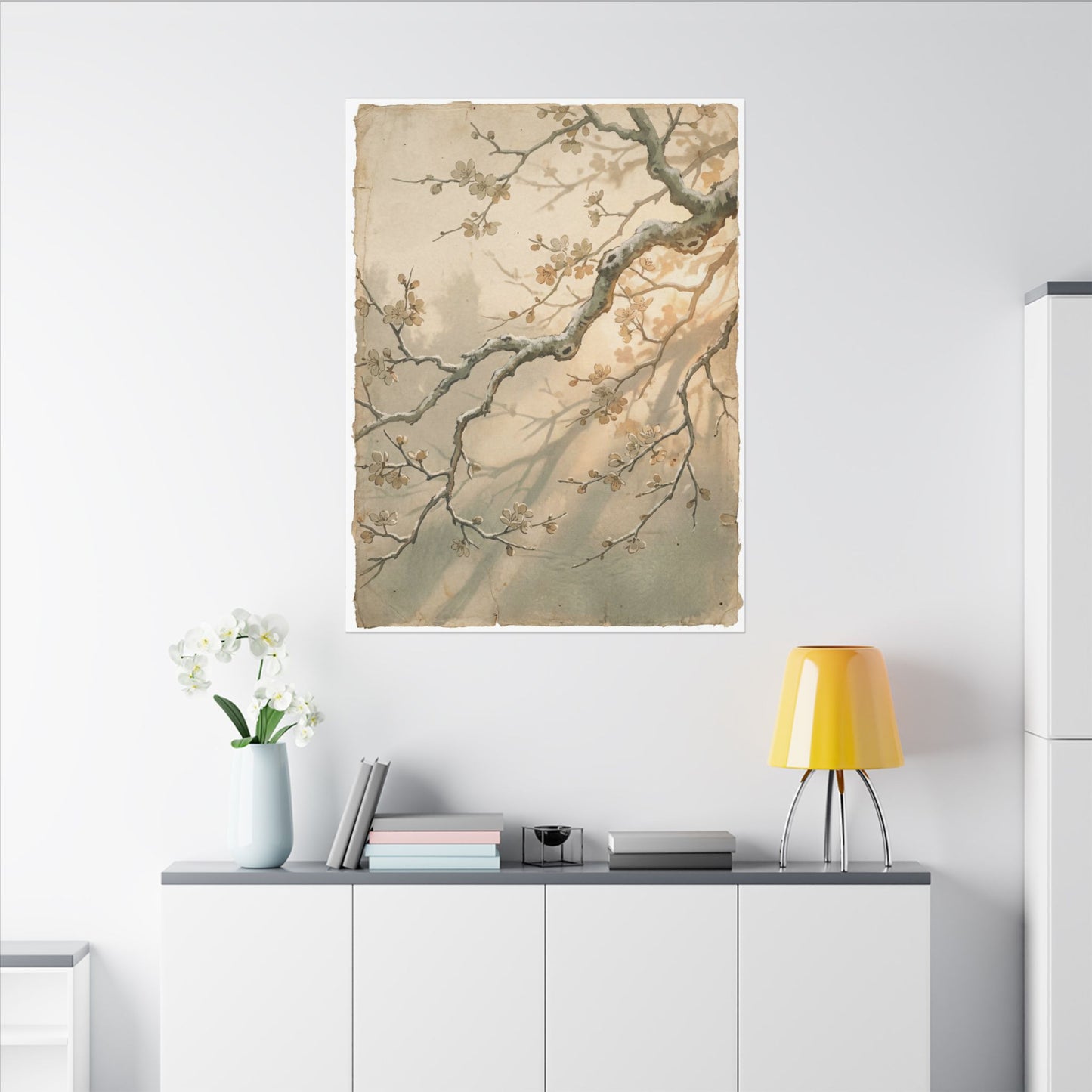 Cherry Blossom Canvas Art | Winter Japandi Japanese Pattern Art
