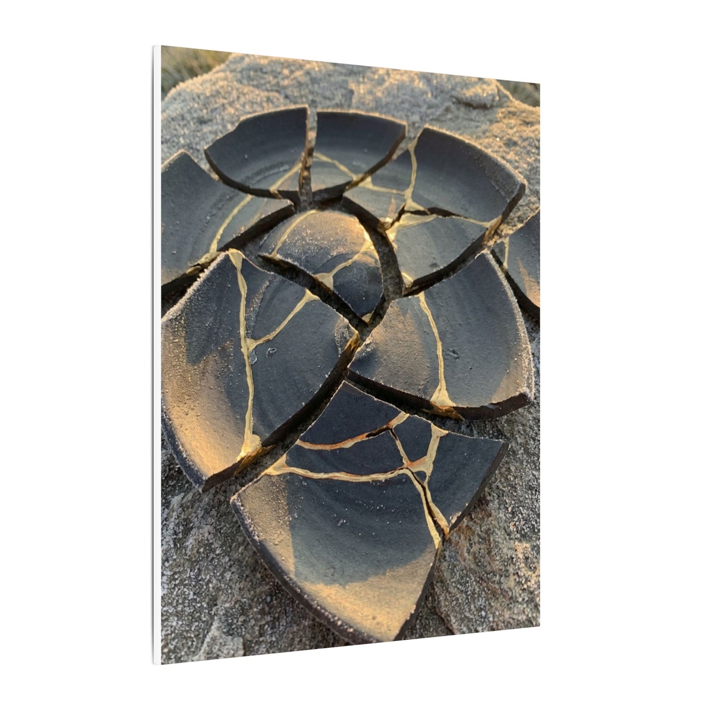 Broken Pottery Winter Canvas Art | Kintsugi Resilient Design