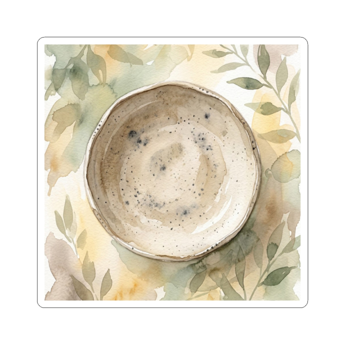Japandi Ceramic Bowl in Golden Hour | Watercolor Sticker