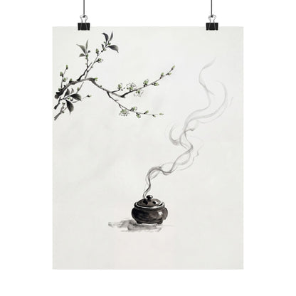 Ma Incense Smoke Wall Art Print - Zen Sumi E