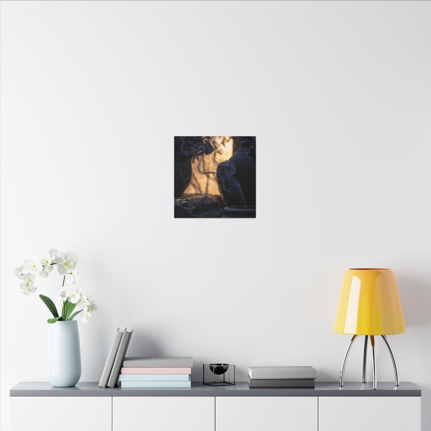 Incense Smoke Canvas Art | Winter Dark Japandi Shadow Zen Art