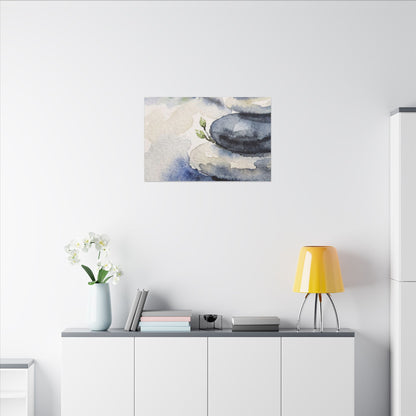 River Stones Watercolor Canvas Art | Cozy Japandi Art
