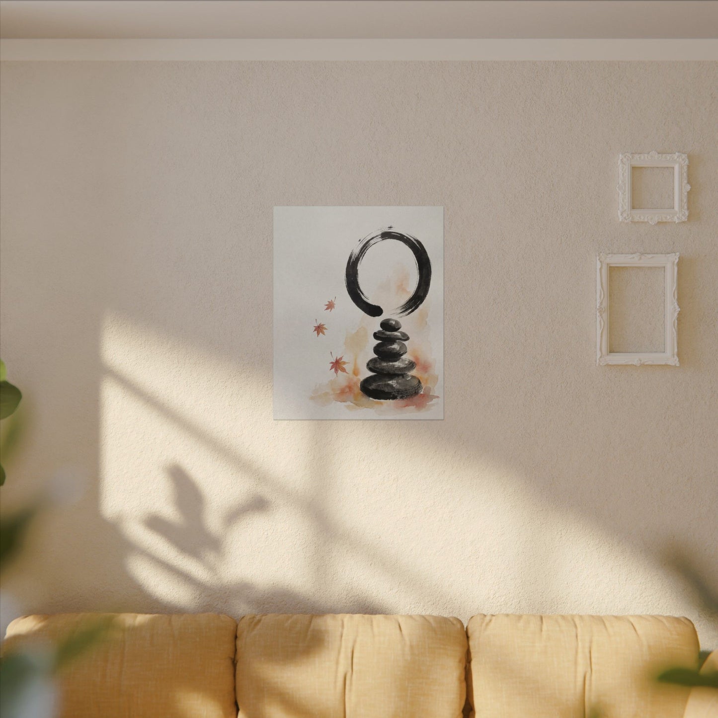 River Stones Canvas Art | Autumn Zen Enso Art