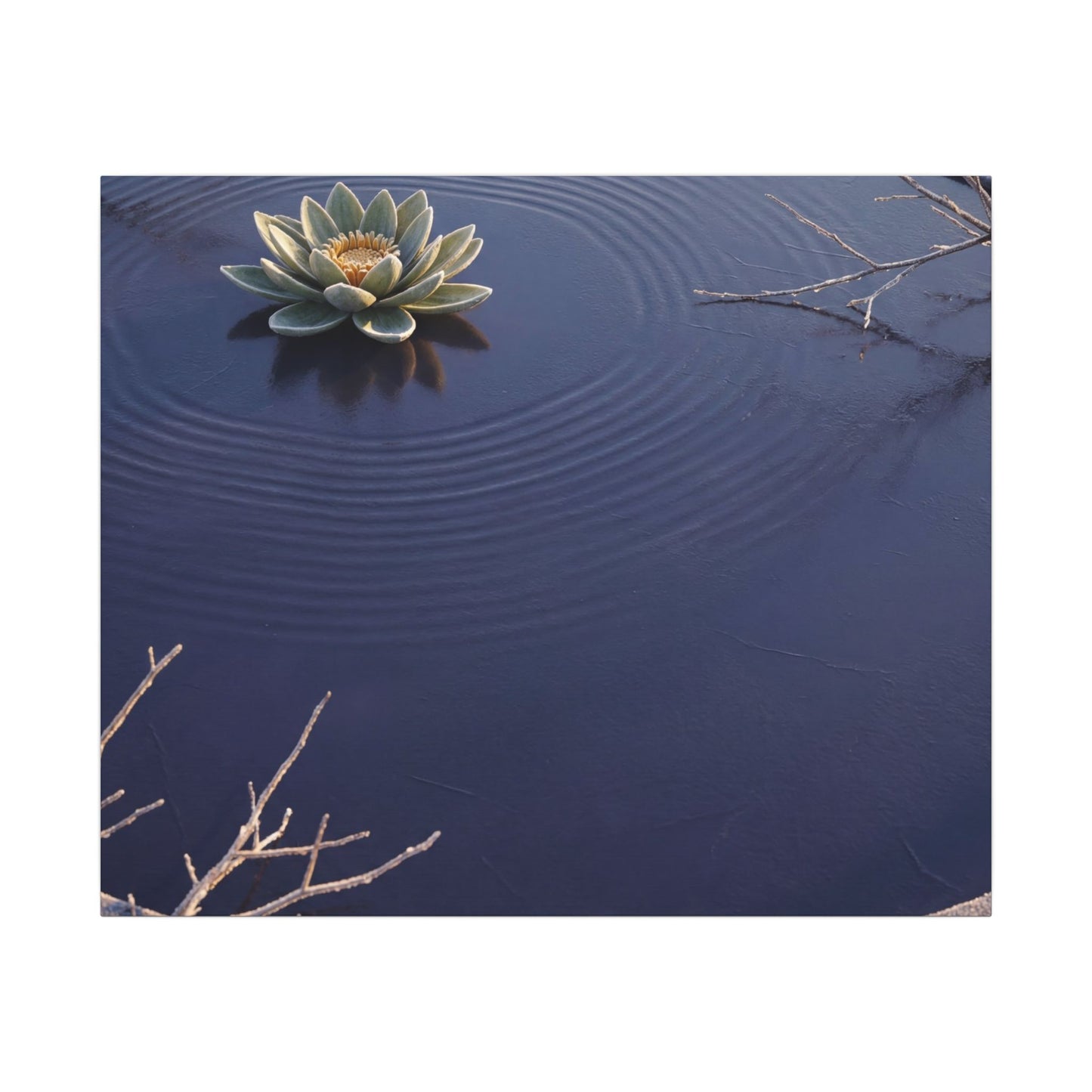 Lotus Flower Canvas Art | Winter Zen Karesansui Art