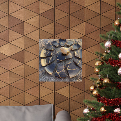 Kintsugi Broken Pottery in Golden Hour | Gold Repair Wall Art Print