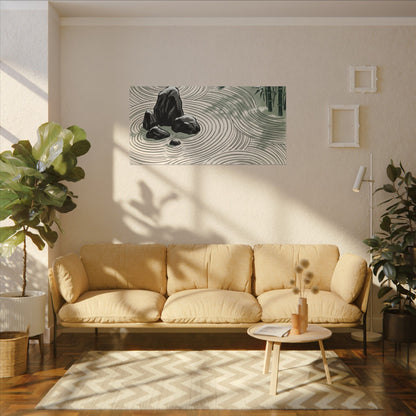 Shibui Rock Garden Canvas Art - Zen Ukiyo E Inspired