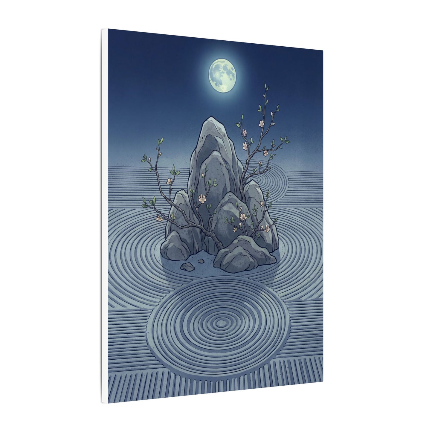 Spring Rock Garden Ukiyo E Inspired Canvas Art | Tranquil Decor