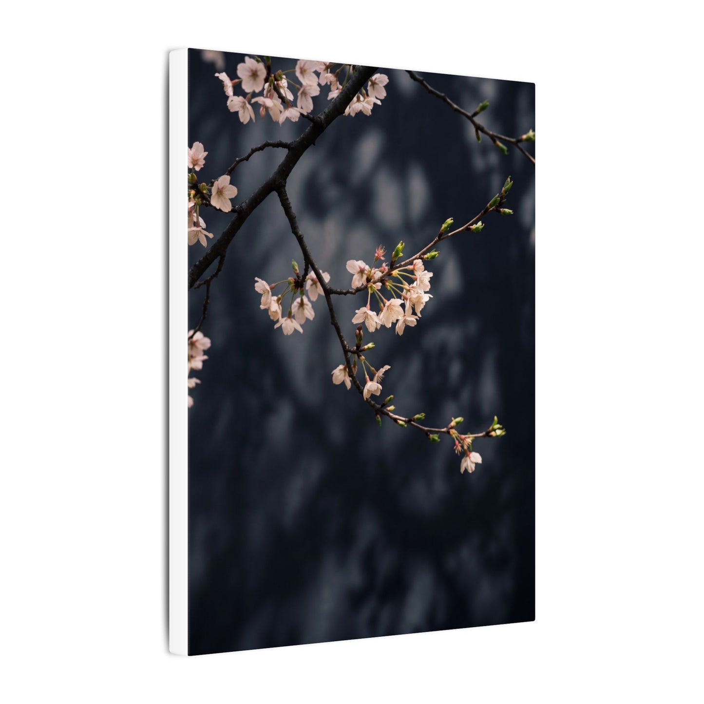 Cherry Blossom Moody Minimal Canvas Art | Bold Dark Japandi Art