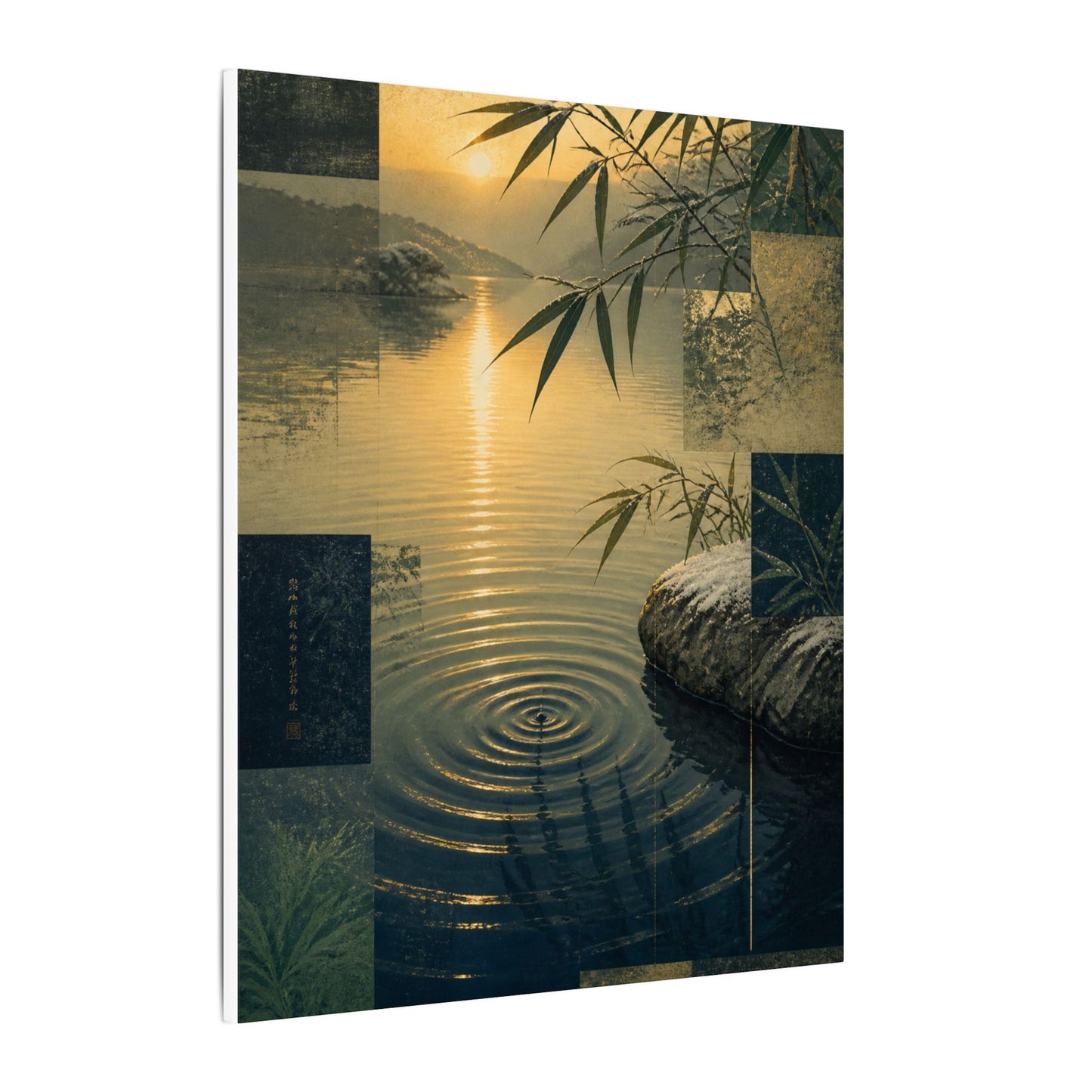 Zen Water Ripple in Golden Hour | Ukiyo E Inspired Canvas Art