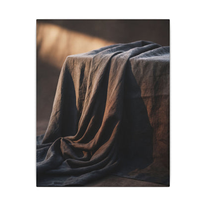 Silk Drape Canvas Art | Winter Dark Japandi Shadow Zen Art