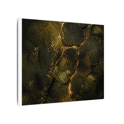 Shibui Cracked Earth Canvas Art - Dark Japandi Dark Texture