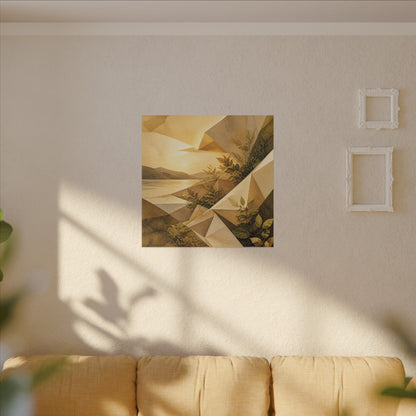 Golden Hour Paper Fold Canvas Art - Japandi Ma
