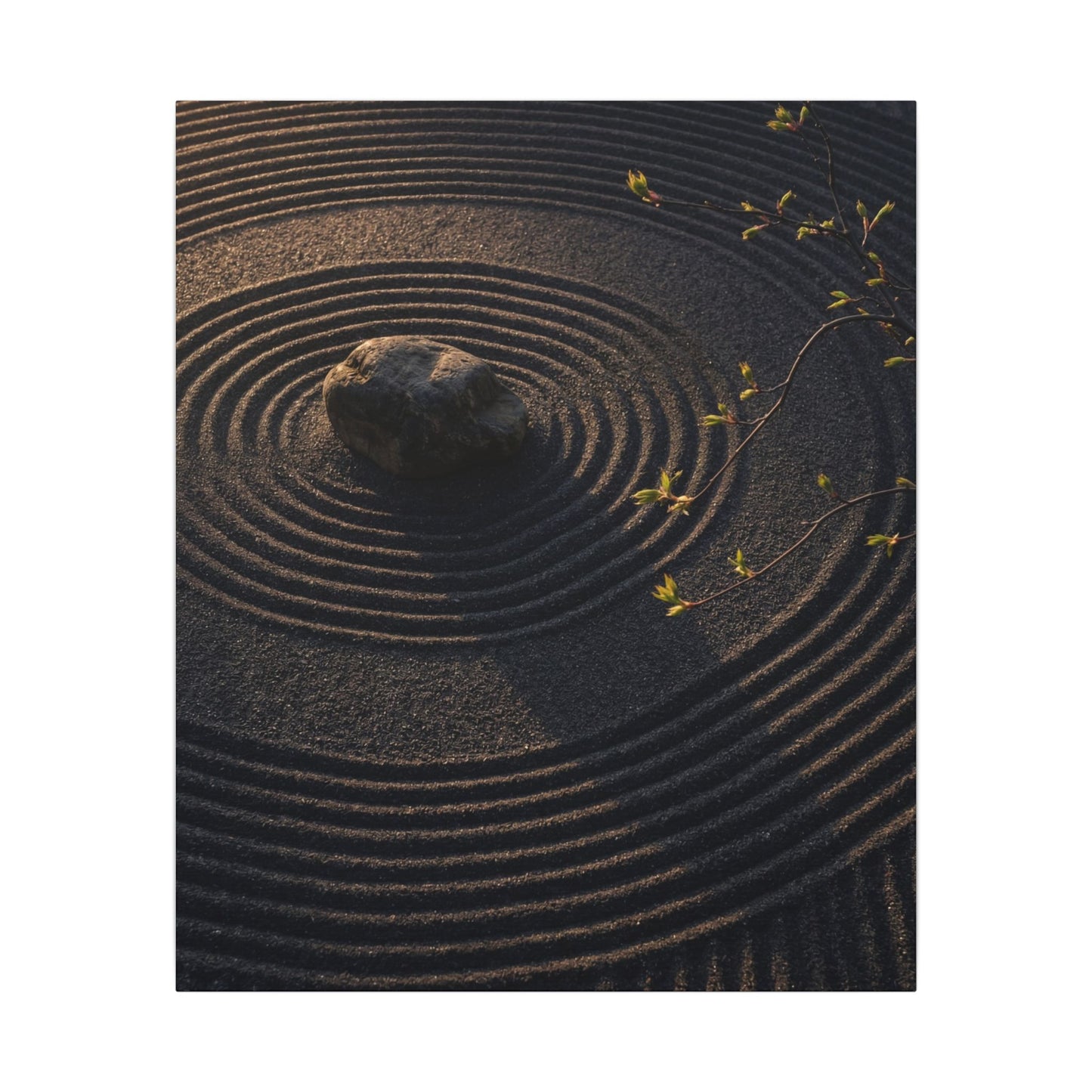 Rock Garden Shadow Zen Canvas Art | Bold Dark Japandi Art